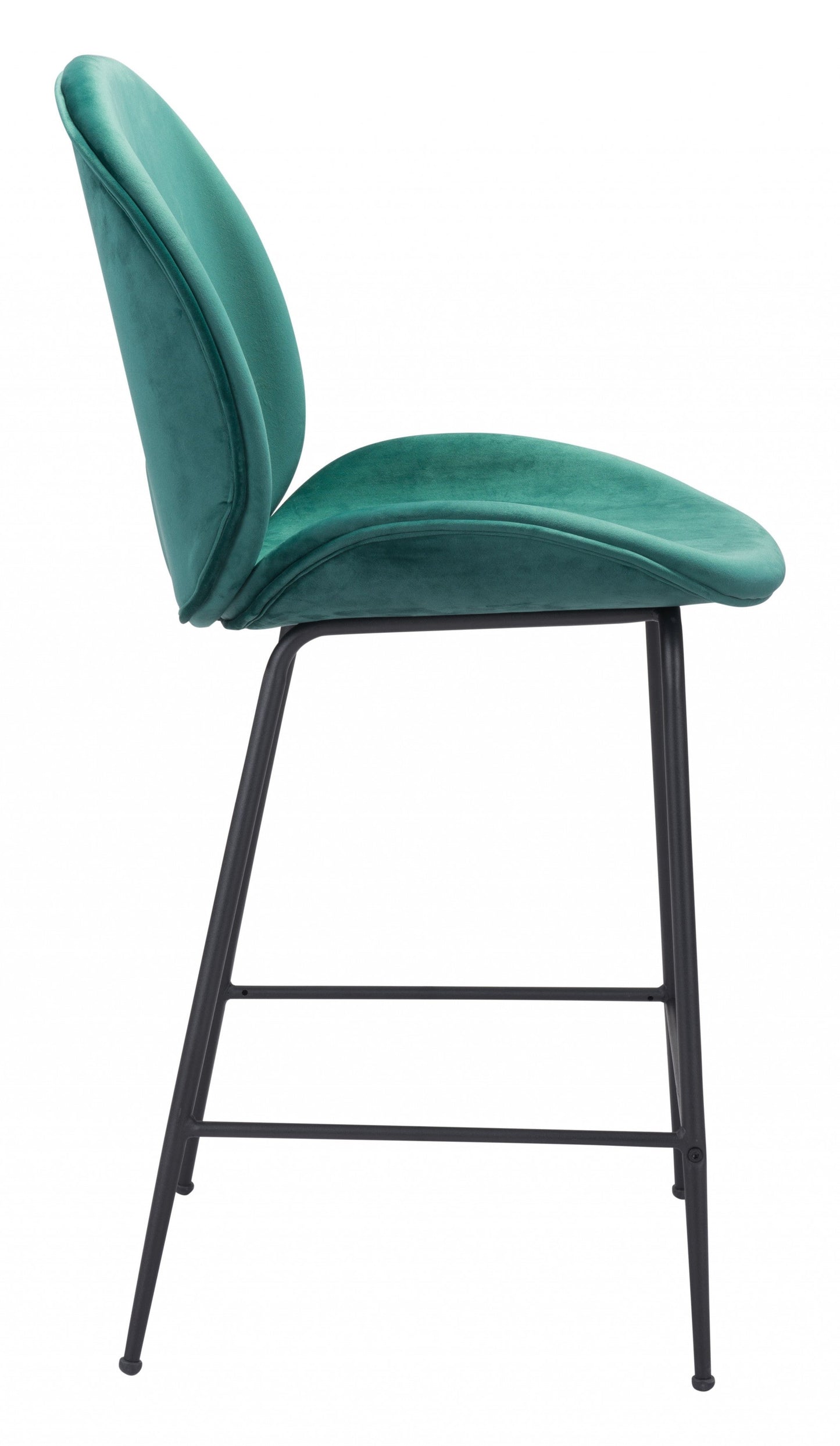 HomeRoots 26" Green Low Back Counter Height Bar Chair With Black Steel Base