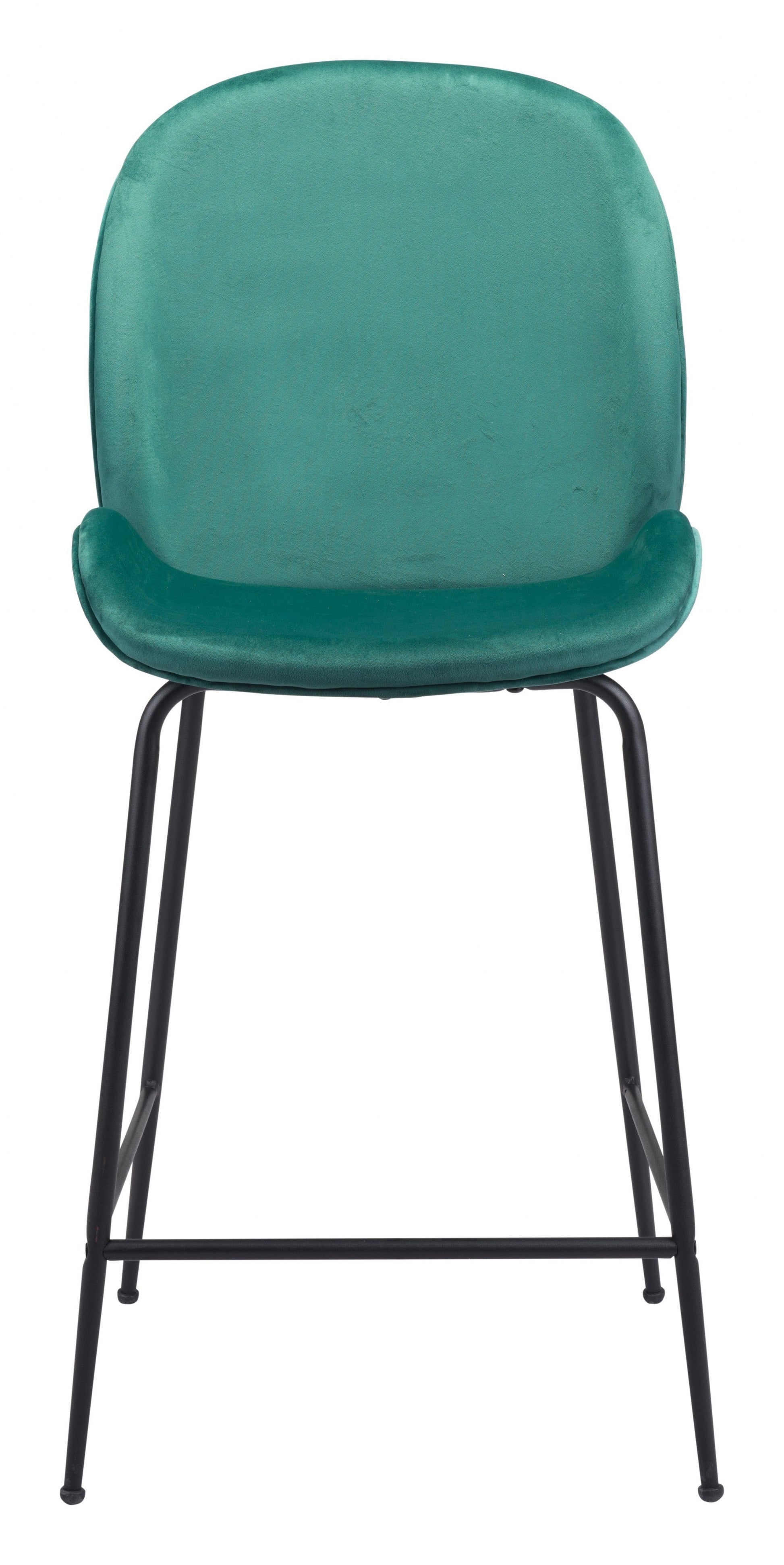 HomeRoots 26" Green Low Back Counter Height Bar Chair With Black Steel Base