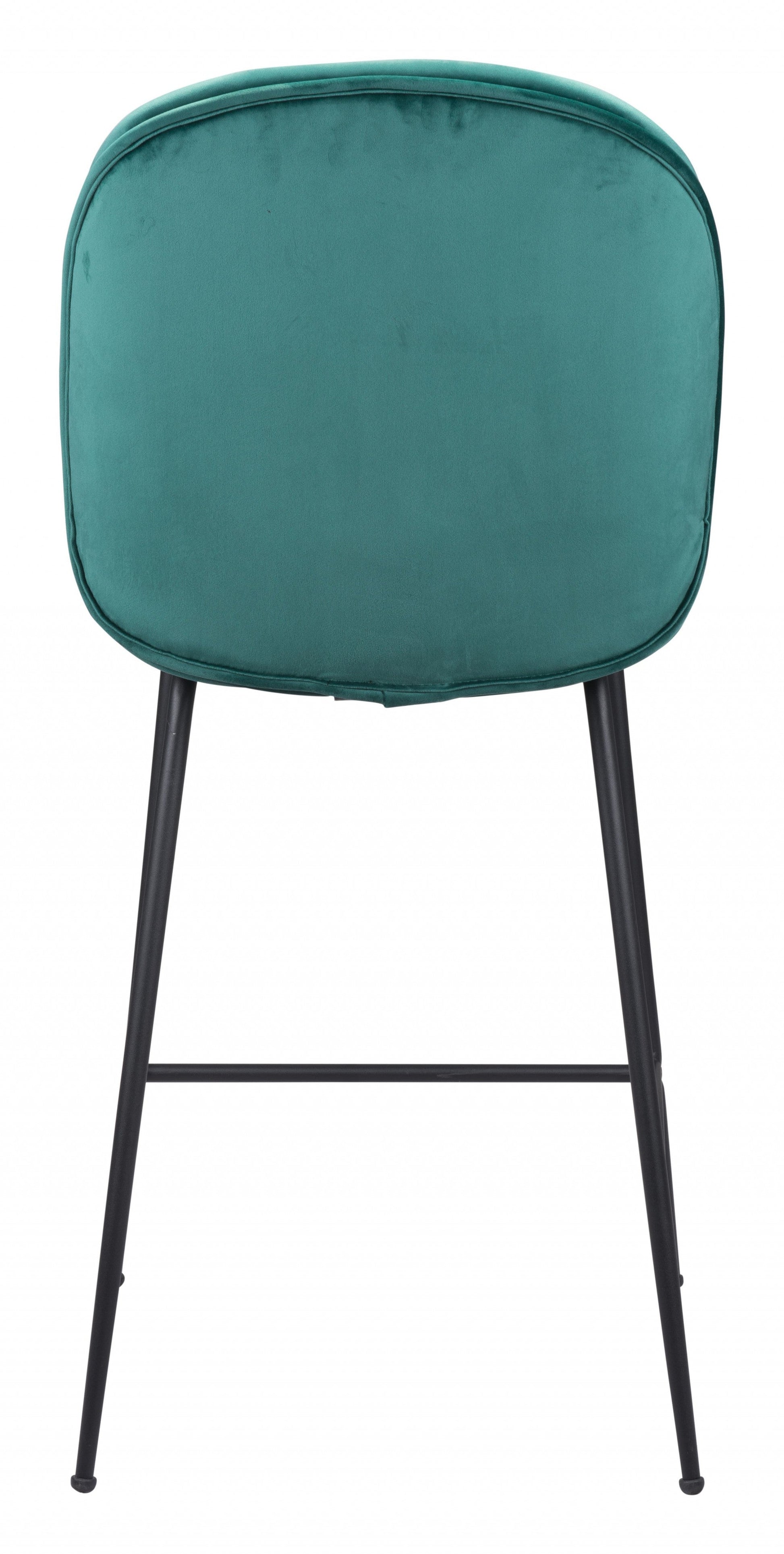 HomeRoots 26" Green Low Back Counter Height Bar Chair With Black Steel Base