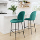 HomeRoots 26" Green Low Back Counter Height Bar Chair With Black Steel Base