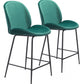 HomeRoots 26" Green Low Back Counter Height Bar Chair With Black Steel Base