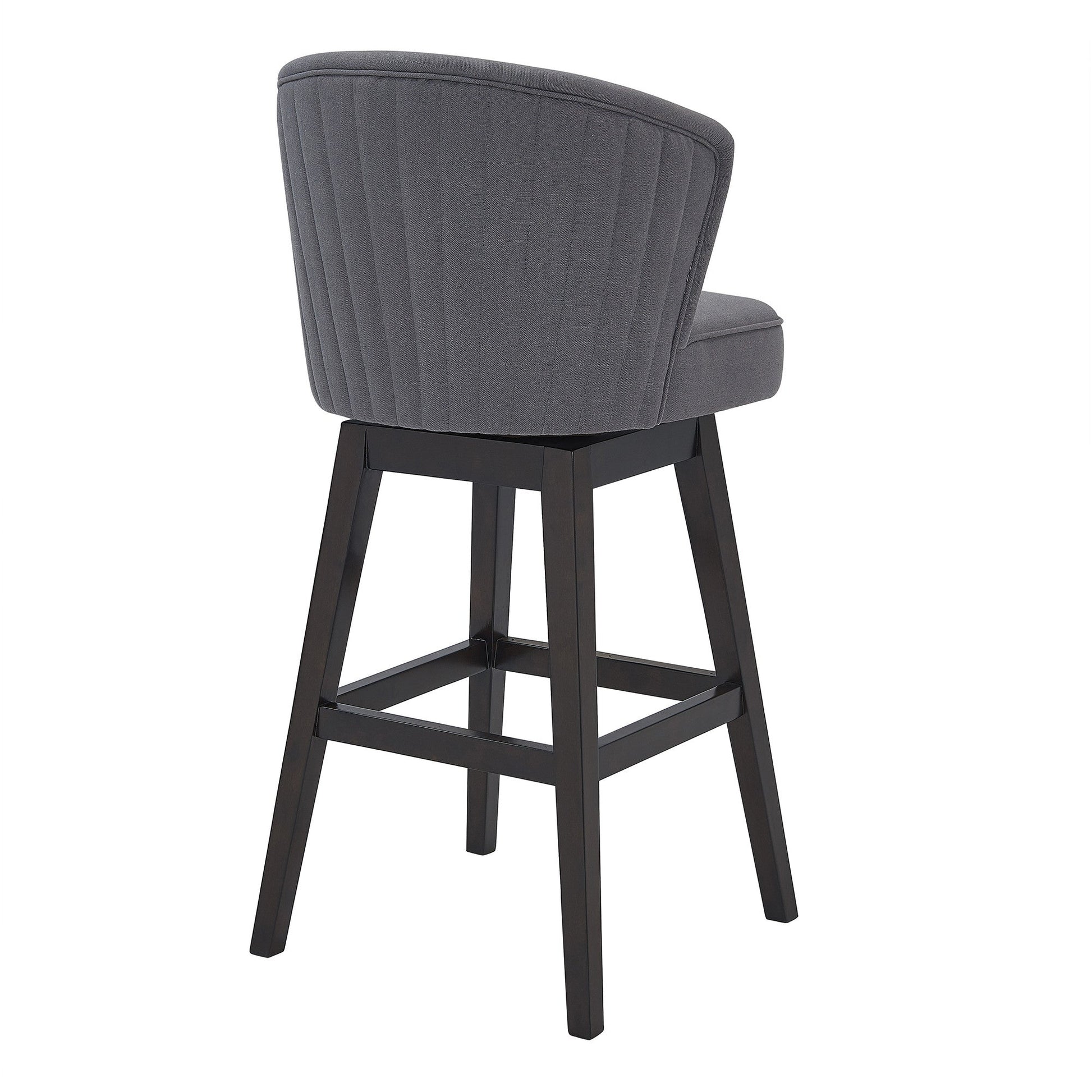 HomeRoots 26" Grey Espresso Wood Fabric Swivel Bar Stool