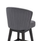 HomeRoots 26" Grey Espresso Wood Fabric Swivel Bar Stool