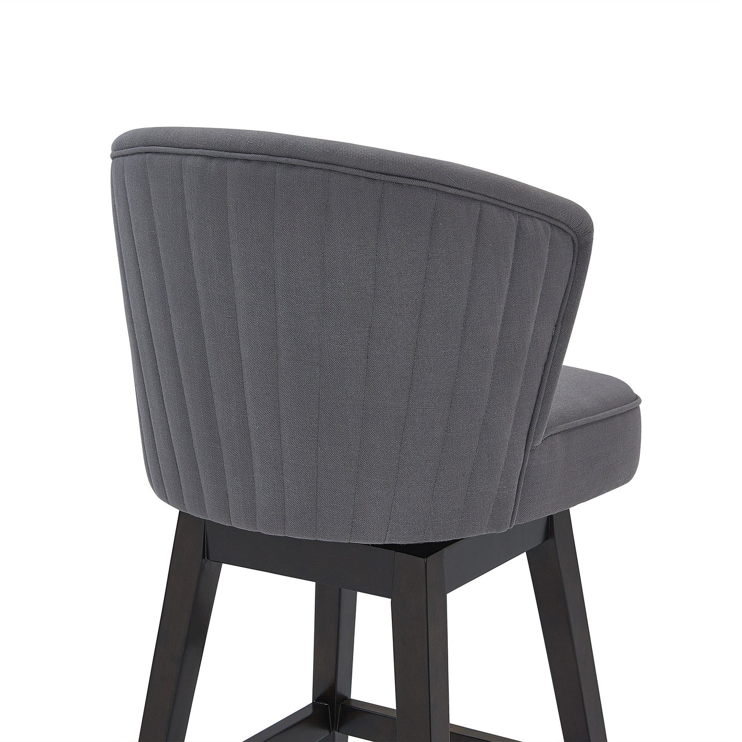 HomeRoots 26" Grey Espresso Wood Fabric Swivel Bar Stool