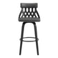 HomeRoots 26" Grey Faux Leather Curved Back Walnut Wood Swivel Bar Stool