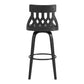 HomeRoots 26" Grey Faux Leather Curved Back Walnut Wood Swivel Bar Stool