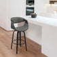HomeRoots 26" Grey Faux Leather and Black Wood Retro Chic Counter Stool