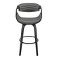 HomeRoots 26" Grey Faux Leather and Black Wood Retro Chic Counter Stool