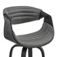 HomeRoots 26" Grey Faux Leather and Black Wood Retro Chic Counter Stool