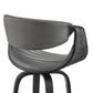 HomeRoots 26" Grey Faux Leather and Black Wood Retro Chic Counter Stool