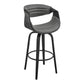 HomeRoots 26" Grey Faux Leather and Black Wood Retro Chic Counter Stool