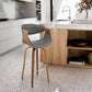 HomeRoots 26" Grey Faux Leather and Walnut Wood Retro Chic Counter Stool