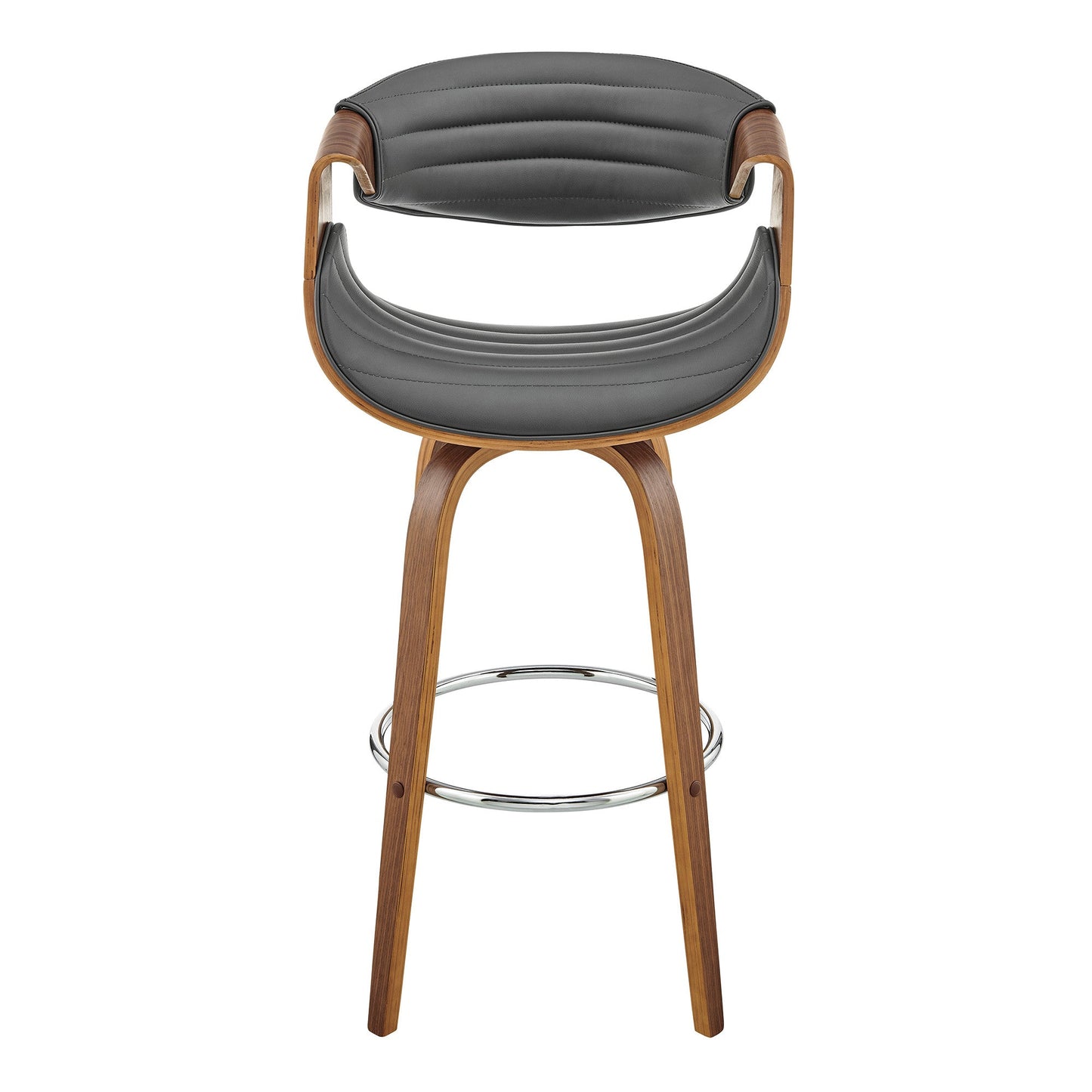 HomeRoots 26" Grey Faux Leather and Walnut Wood Retro Chic Counter Stool