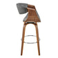 HomeRoots 26" Grey Faux Leather and Walnut Wood Retro Chic Counter Stool