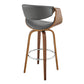 HomeRoots 26" Grey Faux Leather and Walnut Wood Retro Chic Counter Stool