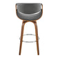 HomeRoots 26" Grey Faux Leather and Walnut Wood Retro Chic Counter Stool