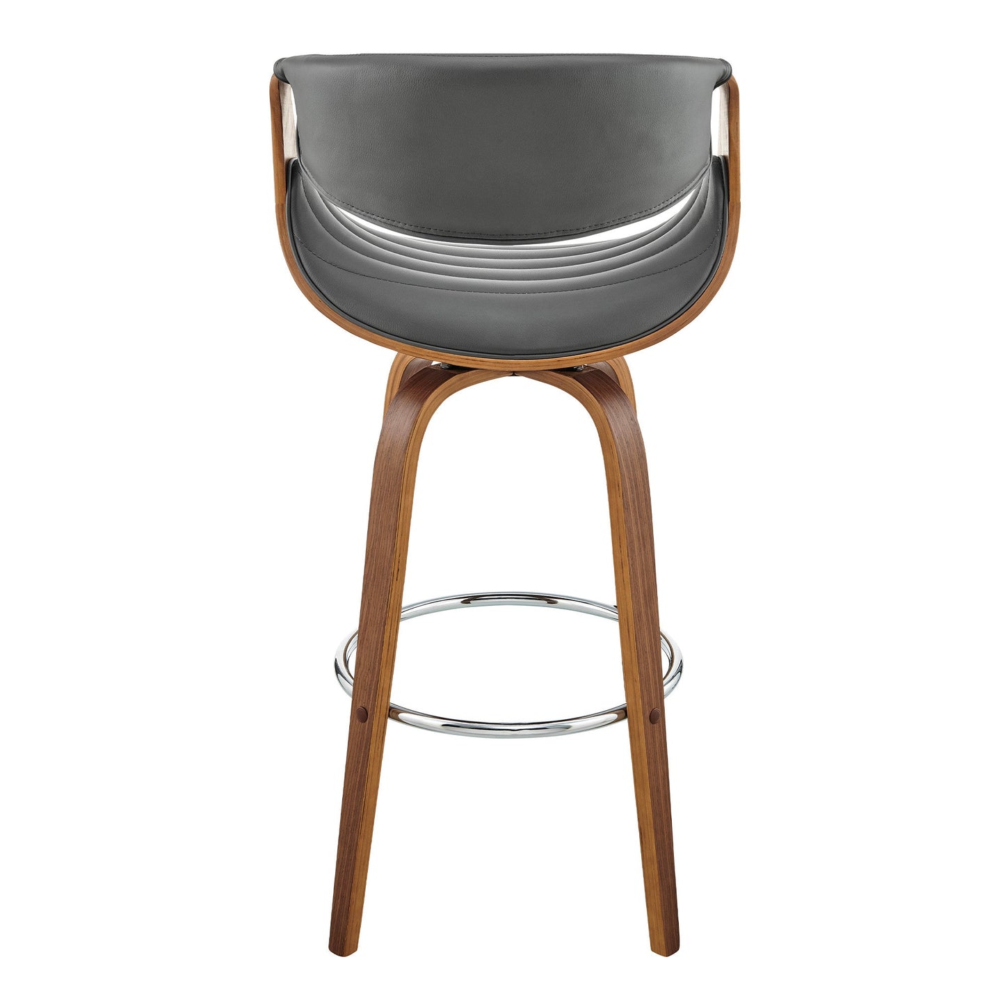 HomeRoots 26" Grey Faux Leather and Walnut Wood Retro Chic Counter Stool
