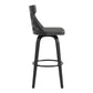 HomeRoots 26" Grey Fauz Leather Curved Back Walnut Wood Swivel Bar Stool