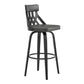HomeRoots 26" Grey Fauz Leather Curved Back Walnut Wood Swivel Bar Stool