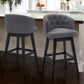 HomeRoots 26" Grey Tufted Fabric and Dark Espresso Wood Swivel Bar Stool