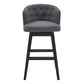 HomeRoots 26" Grey Tufted Fabric and Dark Espresso Wood Swivel Bar Stool