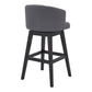 HomeRoots 26" Grey Tufted Fabric and Dark Espresso Wood Swivel Bar Stool