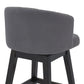 HomeRoots 26" Grey Tufted Fabric and Dark Espresso Wood Swivel Bar Stool