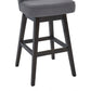 HomeRoots 26" Grey Tufted Fabric and Dark Espresso Wood Swivel Bar Stool