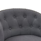 HomeRoots 26" Grey Tufted Fabric and Dark Espresso Wood Swivel Bar Stool