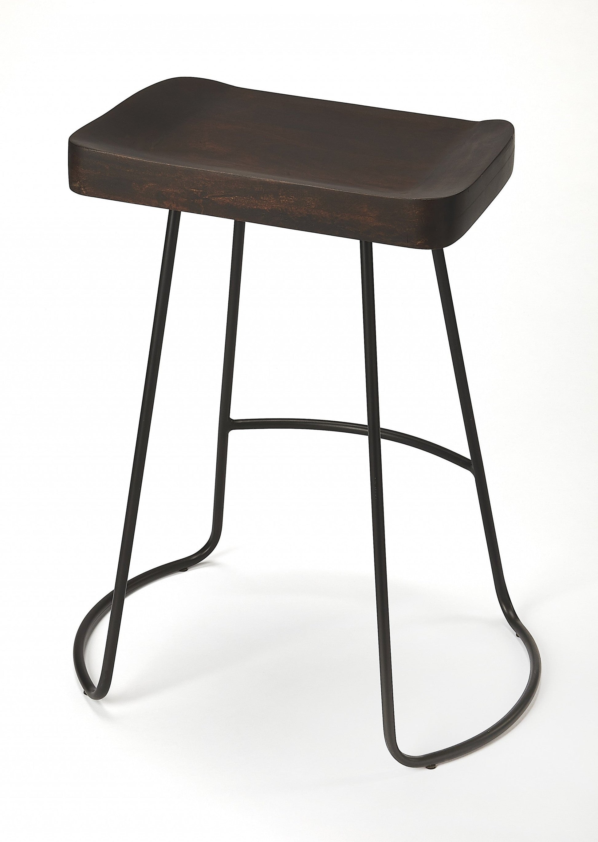 HomeRoots 26" Iron Backless Counter Height Bar Chair With Dark Brown And Black Finish