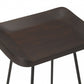 HomeRoots 26" Iron Backless Counter Height Bar Chair With Dark Brown And Black Finish
