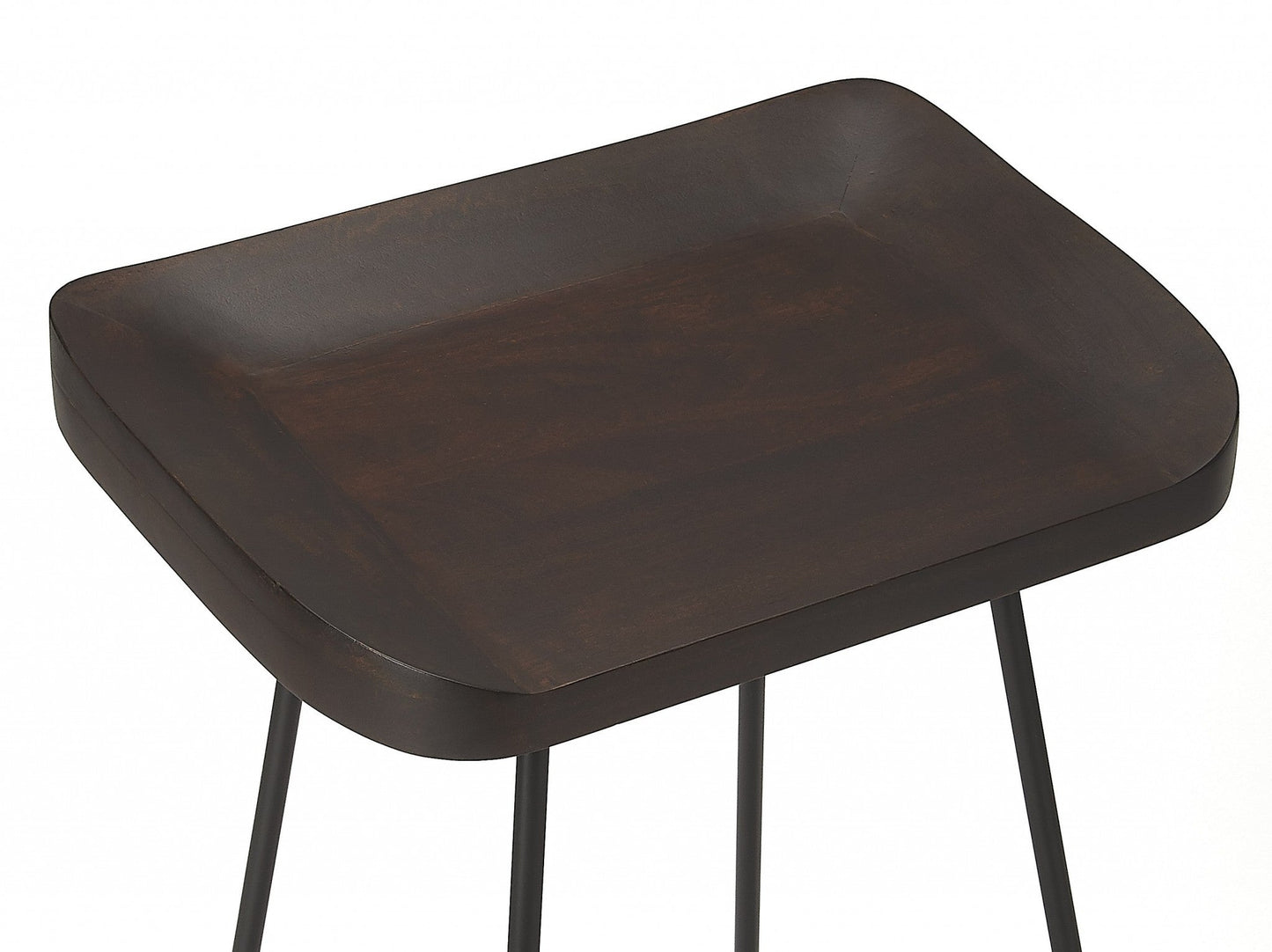 HomeRoots 26" Iron Backless Counter Height Bar Chair With Dark Brown And Black Finish