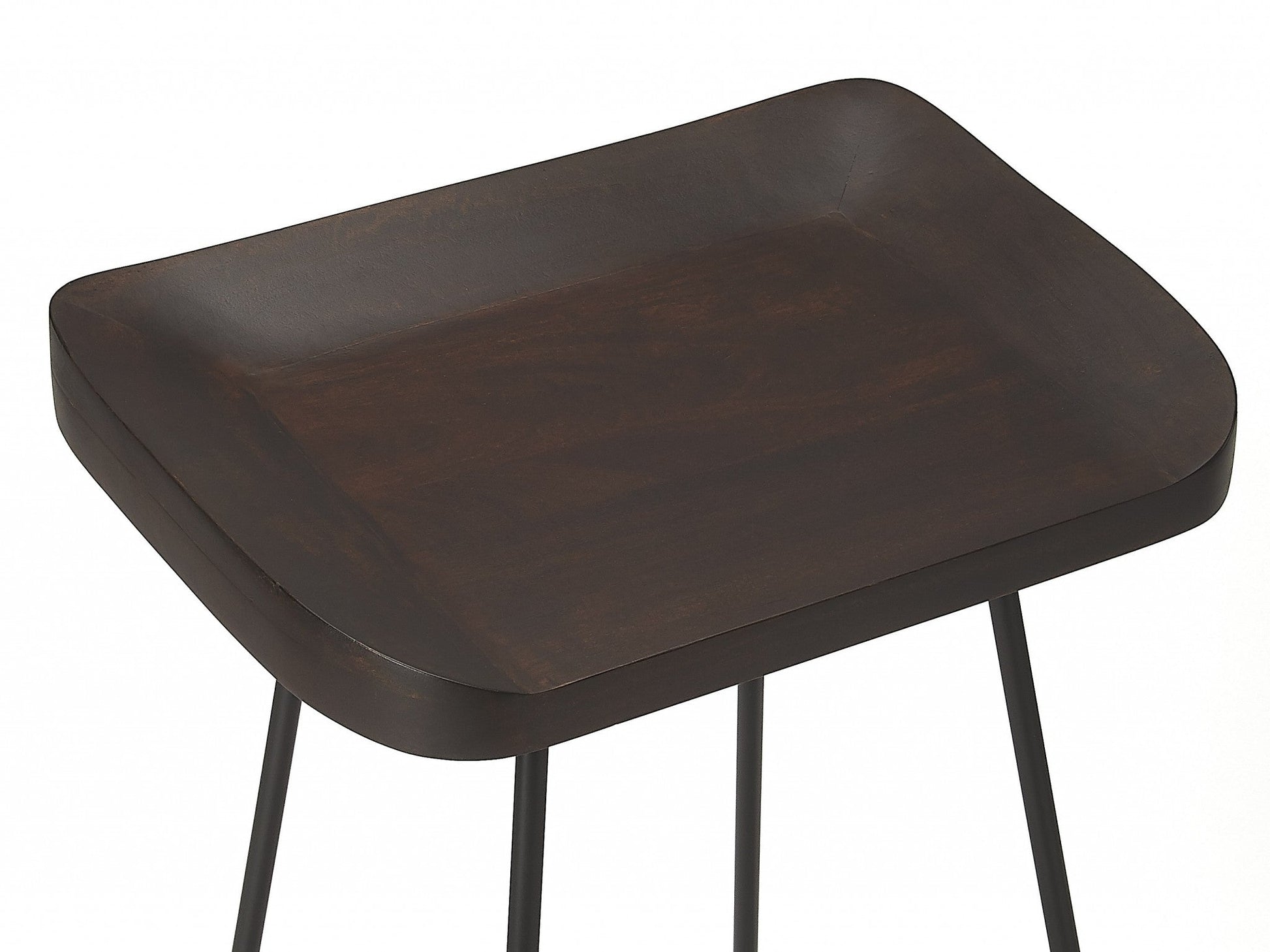 HomeRoots 26" Iron Backless Counter Height Bar Chair With Dark Brown And Black Finish