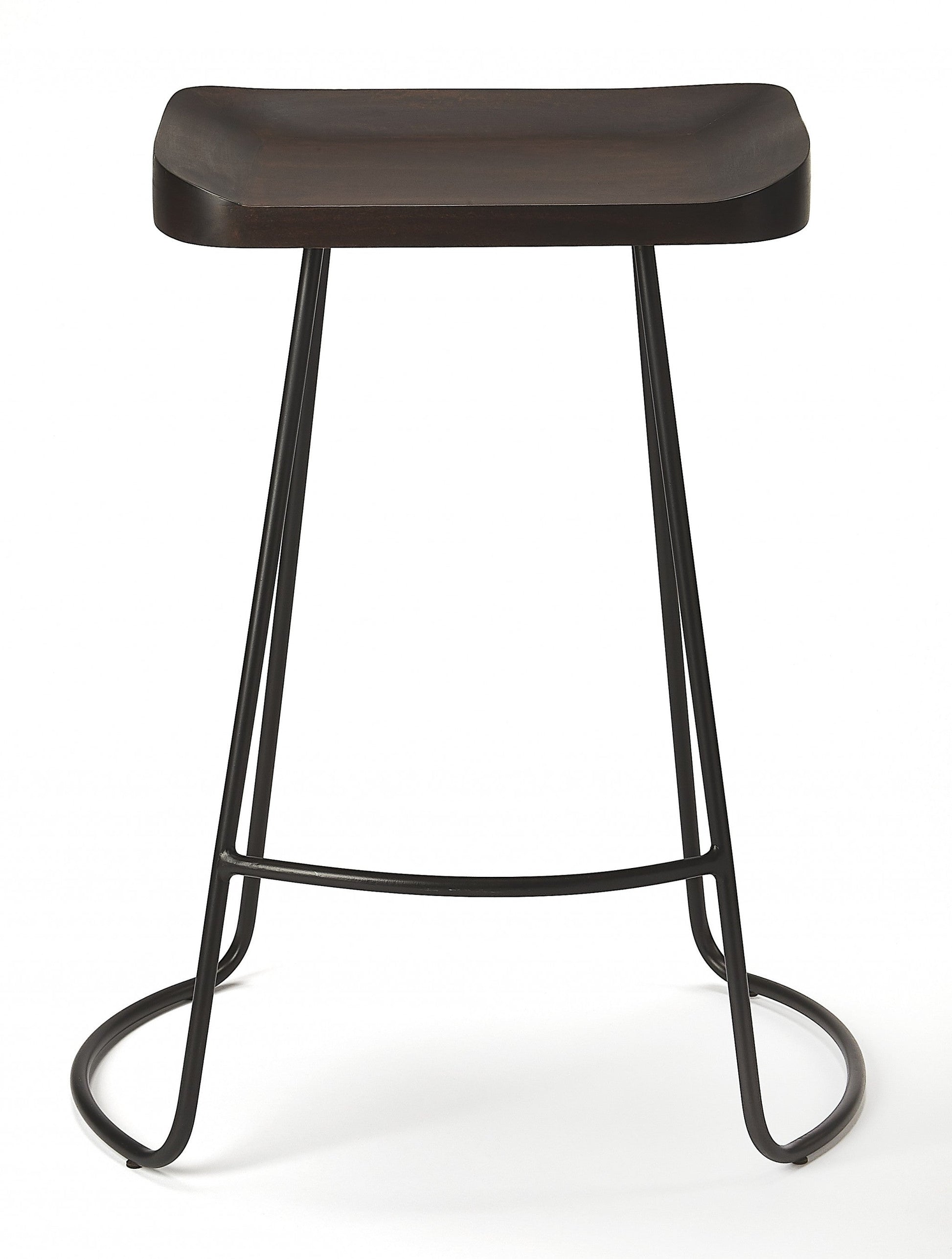 HomeRoots 26" Iron Backless Counter Height Bar Chair With Dark Brown And Black Finish