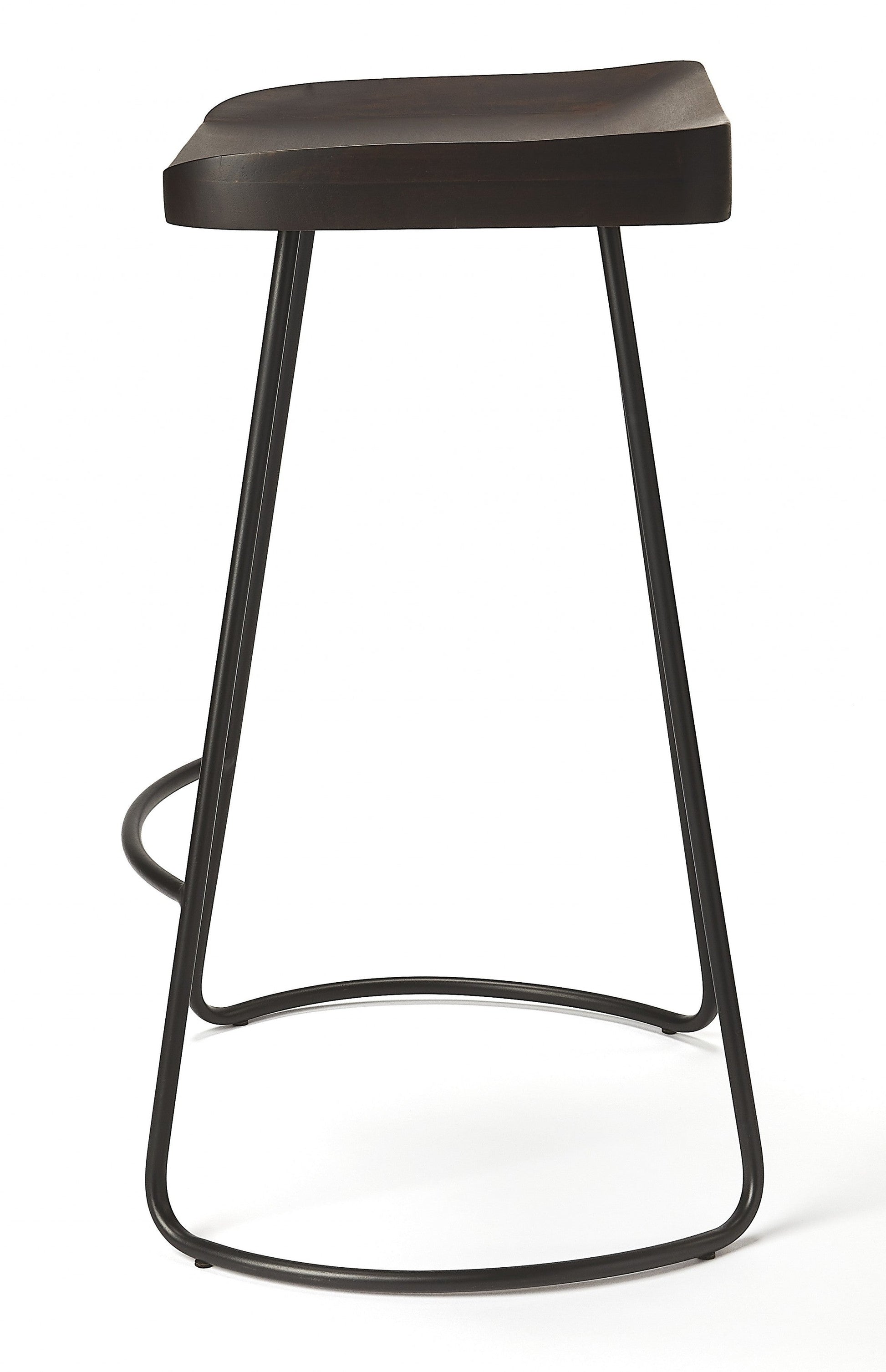 HomeRoots 26" Iron Backless Counter Height Bar Chair With Dark Brown And Black Finish