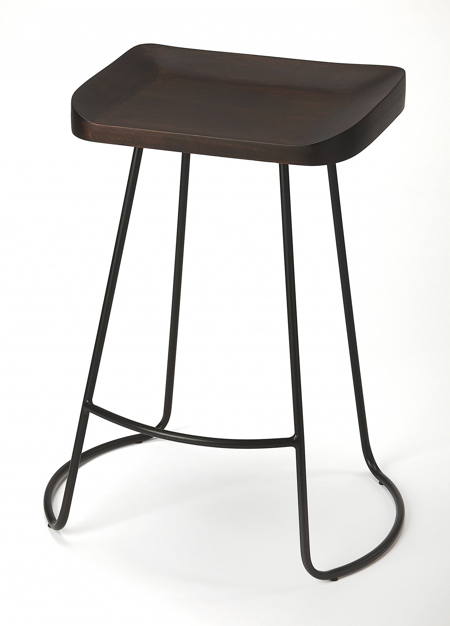 HomeRoots 26" Iron Backless Counter Height Bar Chair With Dark Brown And Black Finish