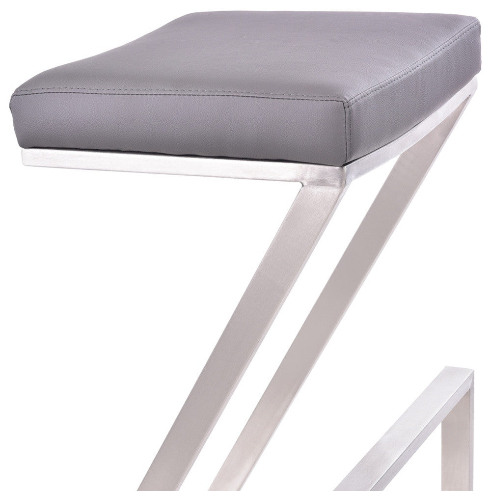 HomeRoots 26" Iron Backless Counter Height Bar Chair With Gray and Silver Finish