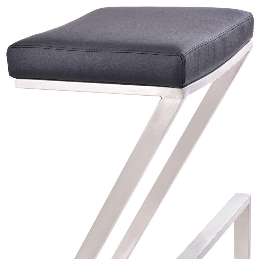 HomeRoots 26" Iron Backless Counter Height Bar Chair With Gray and Silver Finish