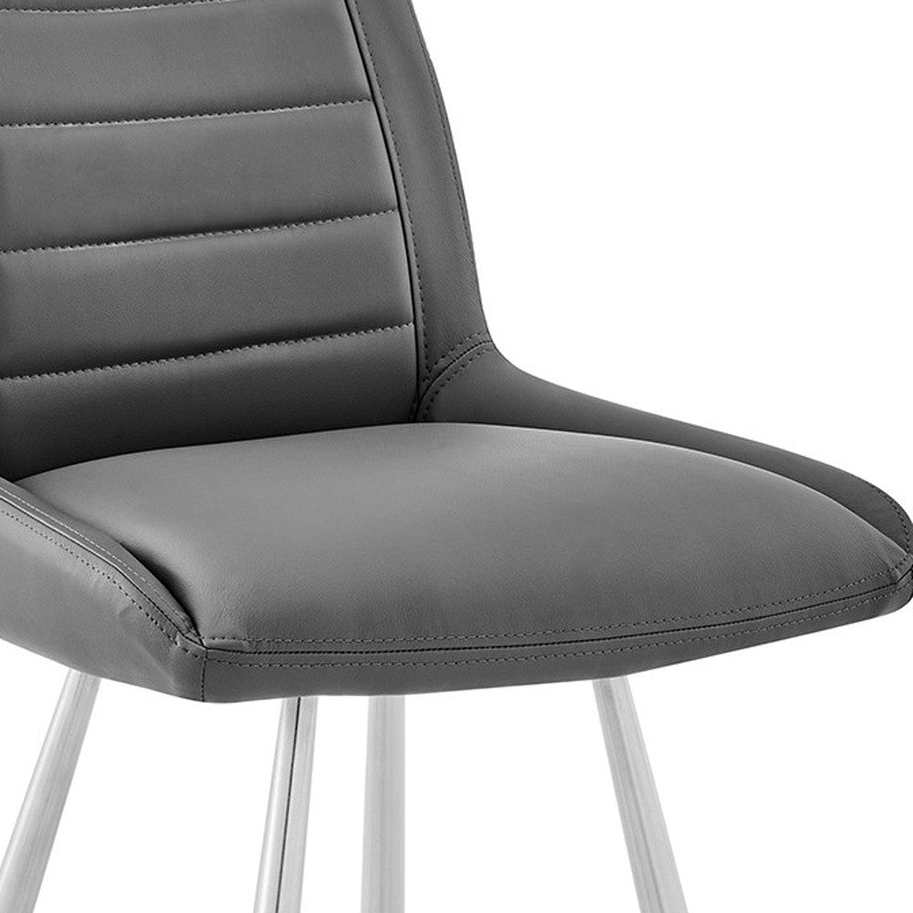 HomeRoots 26" Iron Counter Height Bar Chair in Gray and Silver Finish