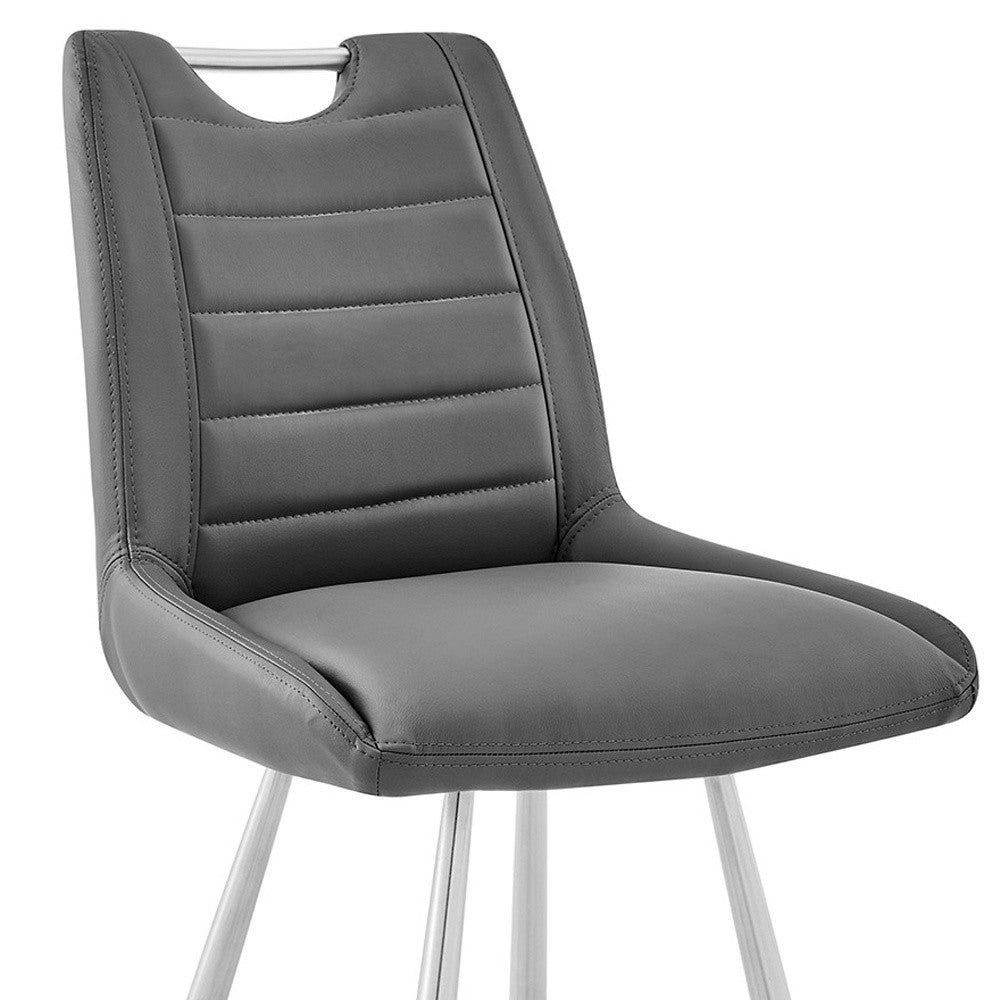 HomeRoots 26" Iron Counter Height Bar Chair in Gray and Silver Finish