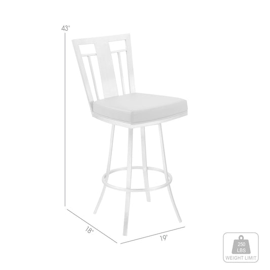 HomeRoots 26" Iron Swivel Counter Height Bar Chair With Gray and Silver Finish
