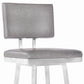 HomeRoots 26" Iron Swivel Counter Height Bar Chair With Light Gray And Silver Finish