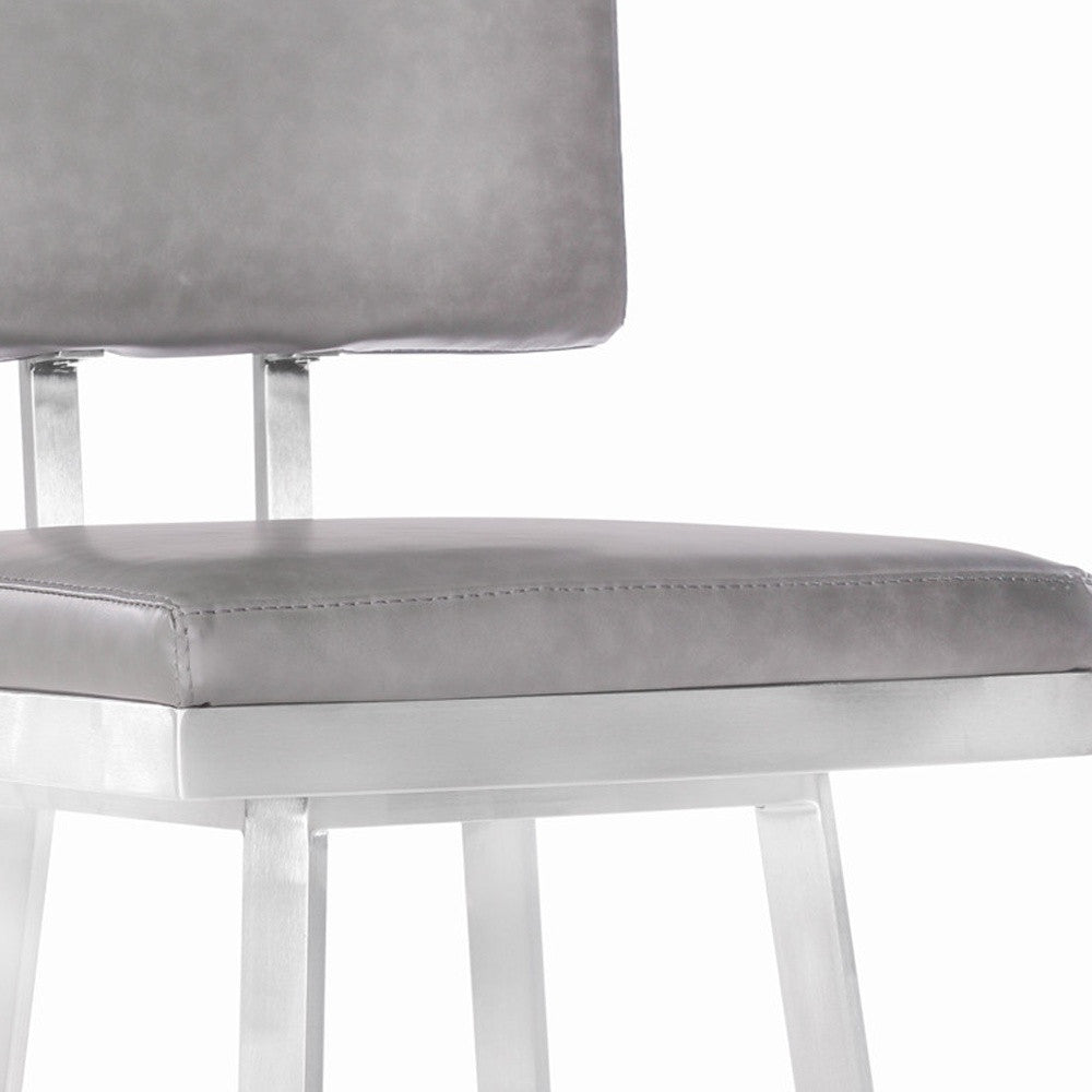 HomeRoots 26" Iron Swivel Counter Height Bar Chair With Light Gray And Silver Finish