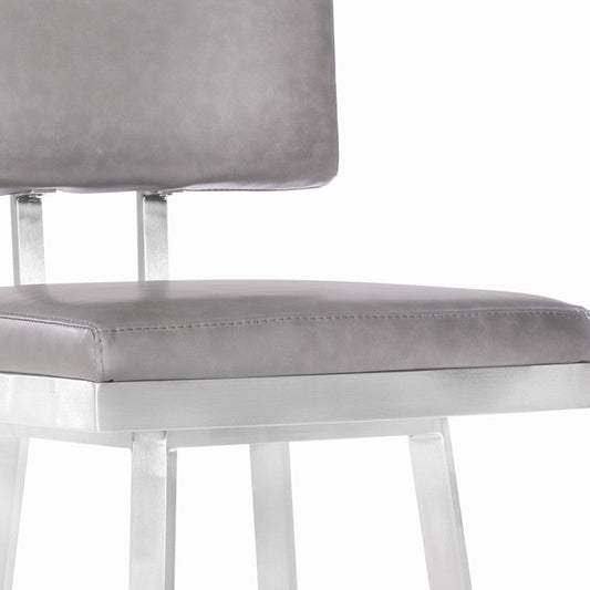 HomeRoots 26" Iron Swivel Counter Height Bar Chair With Light Gray And Silver Finish