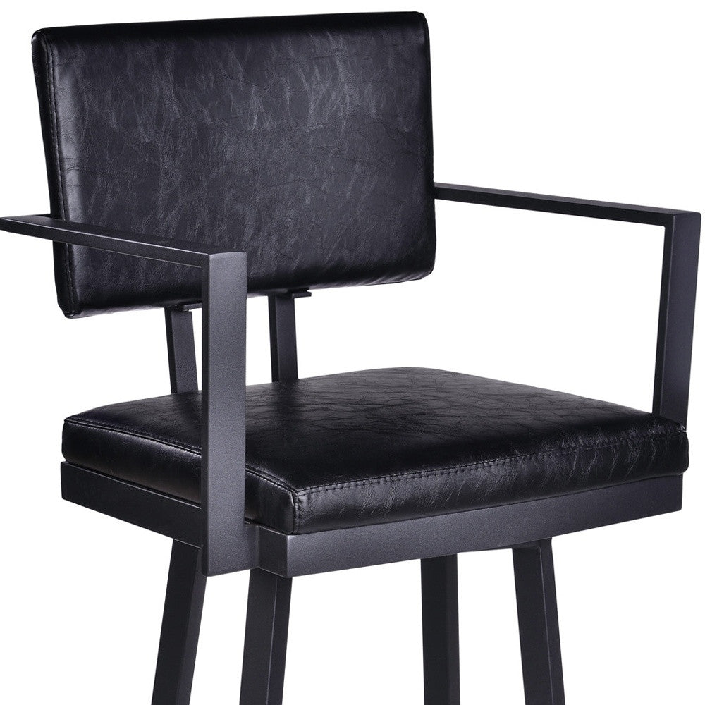 HomeRoots 26" Iron Swivel Counter Height Bar Chair in Black Finish