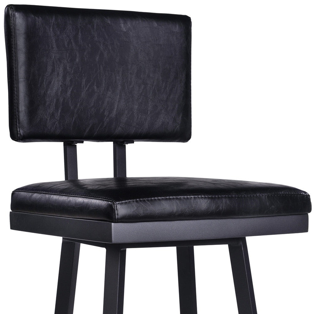 HomeRoots 26" Iron Swivel Counter Height Bar Chair in Black Finish