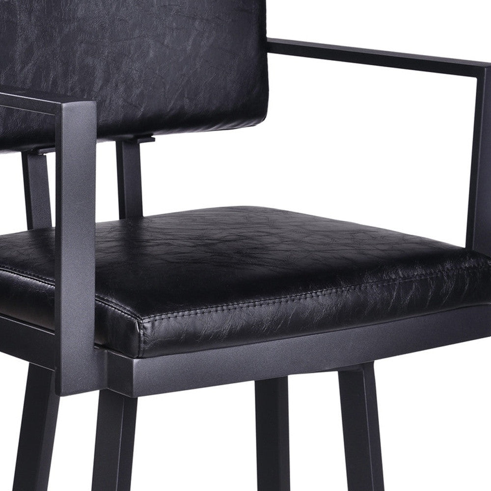 HomeRoots 26" Iron Swivel Counter Height Bar Chair in Black Finish