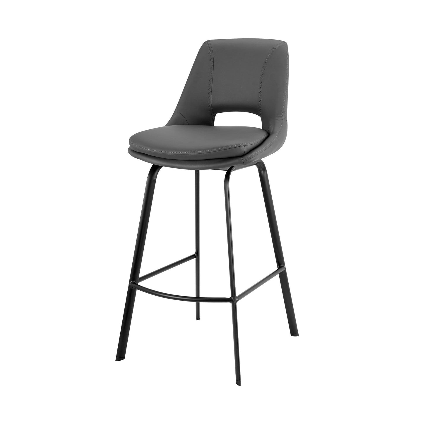 HomeRoots 26" Iron Swivel Low Back Counter Height Bar Chair With Gray and Black Finish