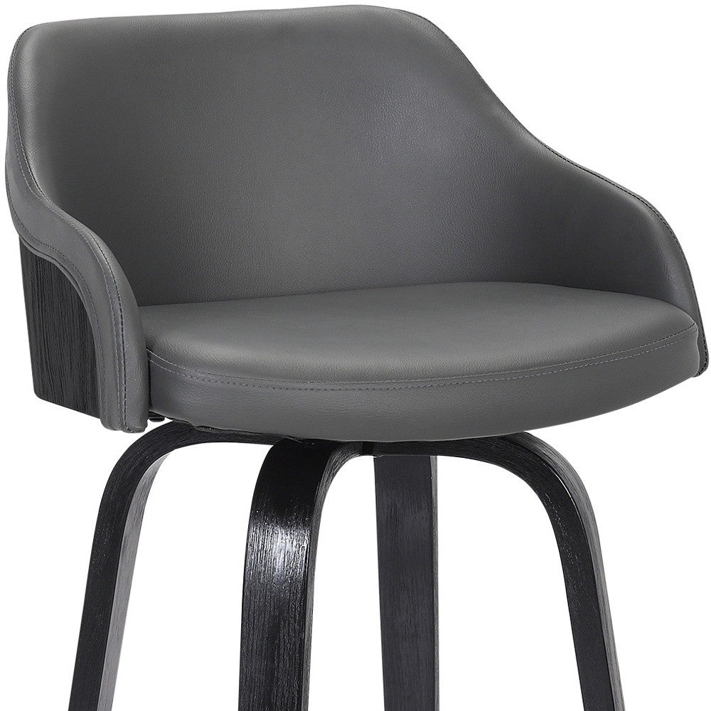 HomeRoots 26" Iron Swivel Low Back Counter Height Bar Chair With Gray and Black Finish