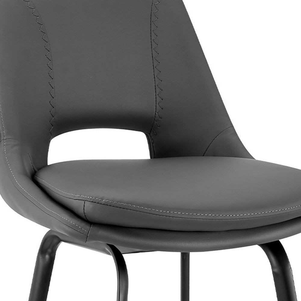 HomeRoots 26" Iron Swivel Low Back Counter Height Bar Chair With Gray and Black Finish